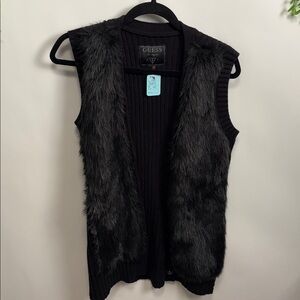 Guess faux fur vest. Size medium. Fits small. Black. Nice length